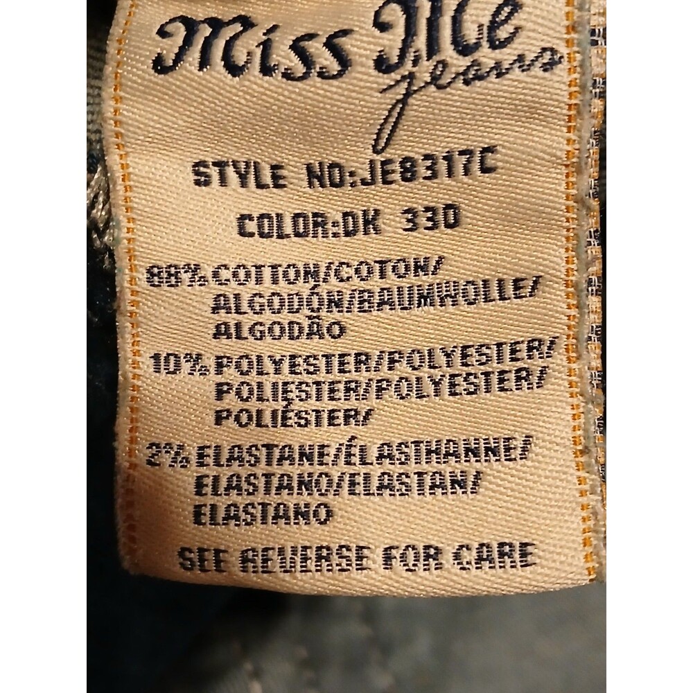 Miss Me 31 Dark Blue Crop Jeans Sequins on back Pockets - Picture 9 of 16